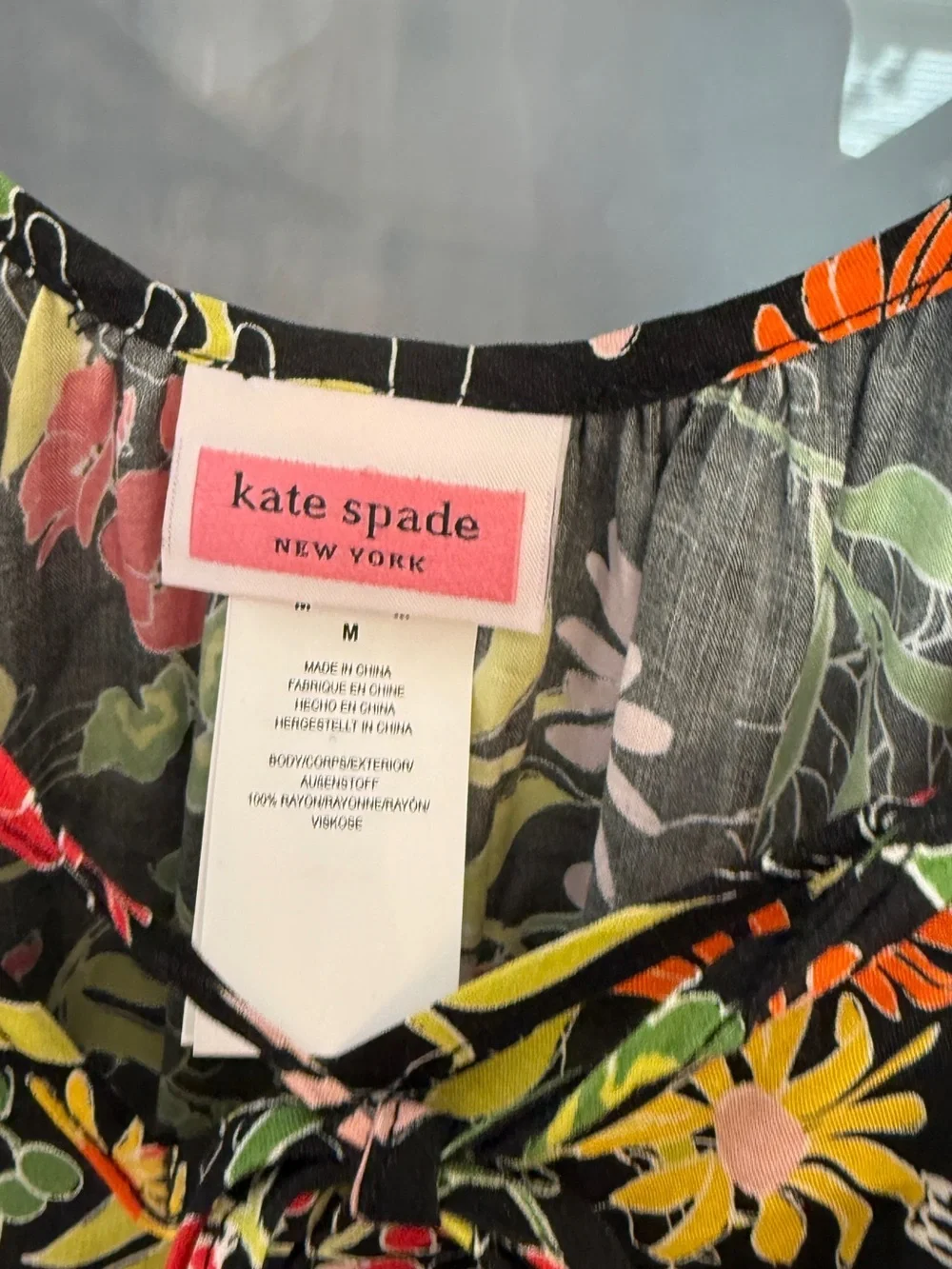 KATE SPADE Women's Black Multicolor Floral Print Sleeveless Maxi Dress Size M